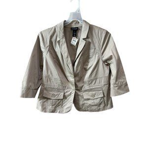 Lane Bryant Women's 16 3/4 Sleeve 2 Button Blazer Pockets Tan NEW